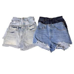 Bundle of 4 Pairs of Levis- Ribcage High Rise Levi's 501 Orange Tab Denim Shorts